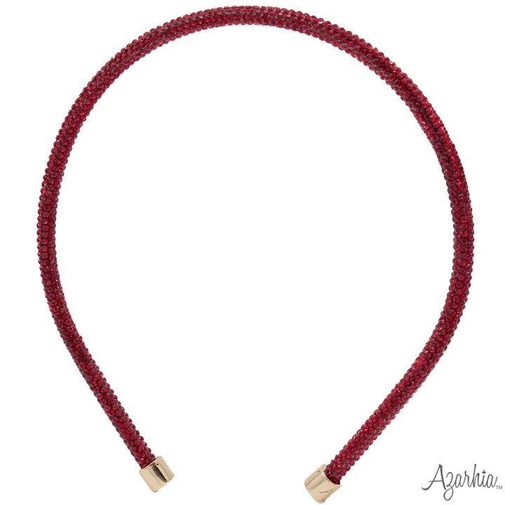 Thin Rhinestone Headband, Red