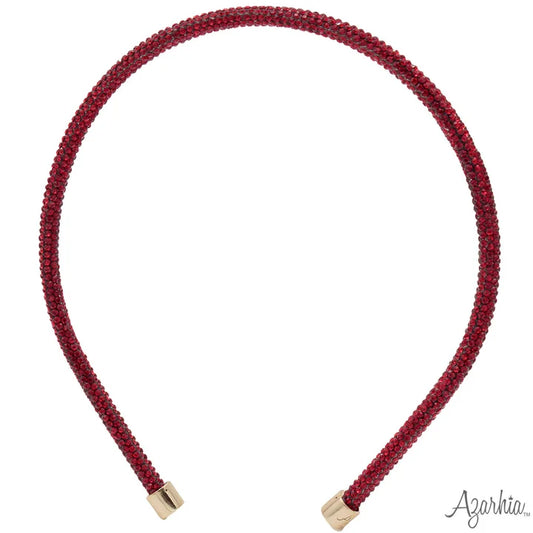 Thin Rhinestone Headband, Red
