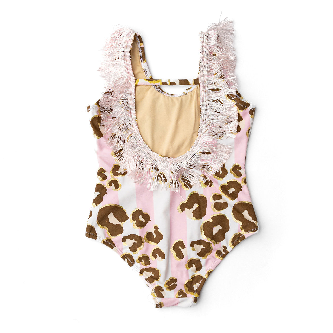 Metallic Leopard Fringe Back Infant Swimsuit