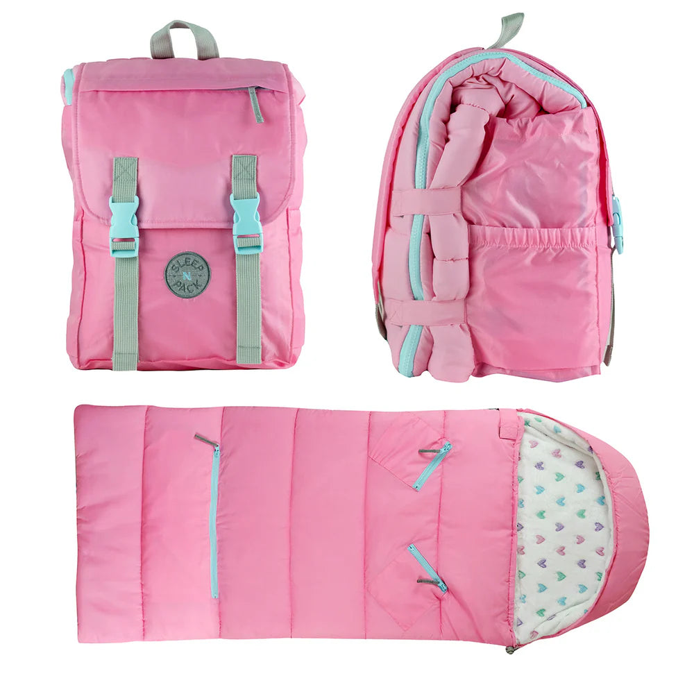 Sleep-N-Pack Sleeping Bag, Glow-In-Dark Pink