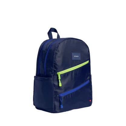 Kane Double Pocket Backpack, Ripstop Navy Diagonal Zipper