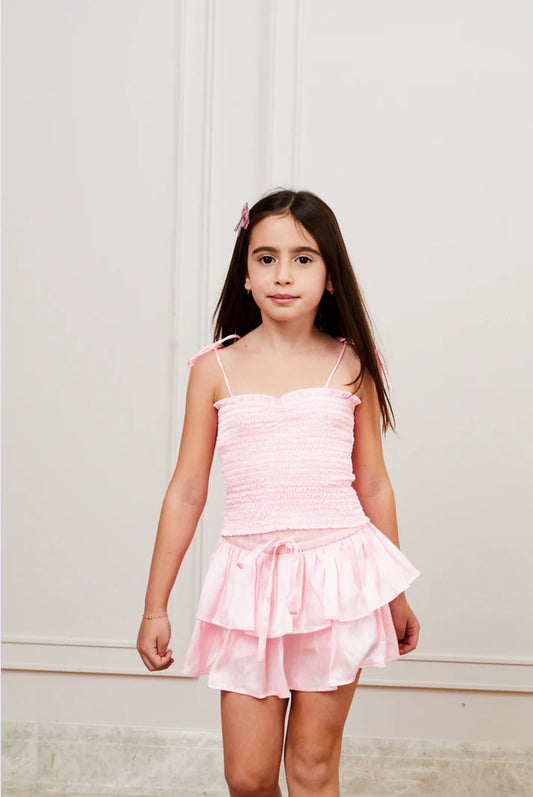 Willow Pastel Satin Skort, Pink