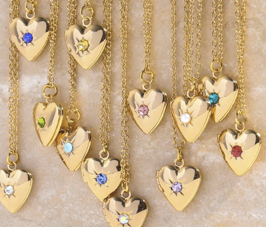 Birthstone Heart Locket Necklace