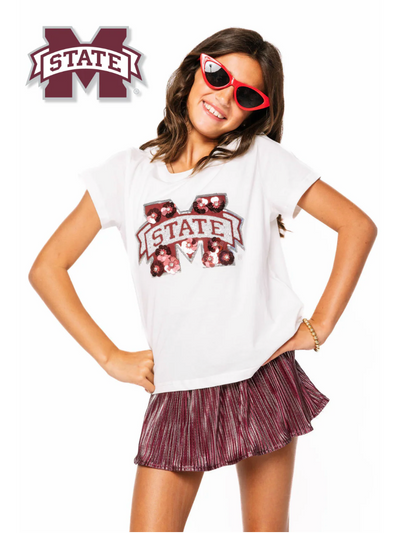 Queen Licensed MSU Sequin Flower Tee