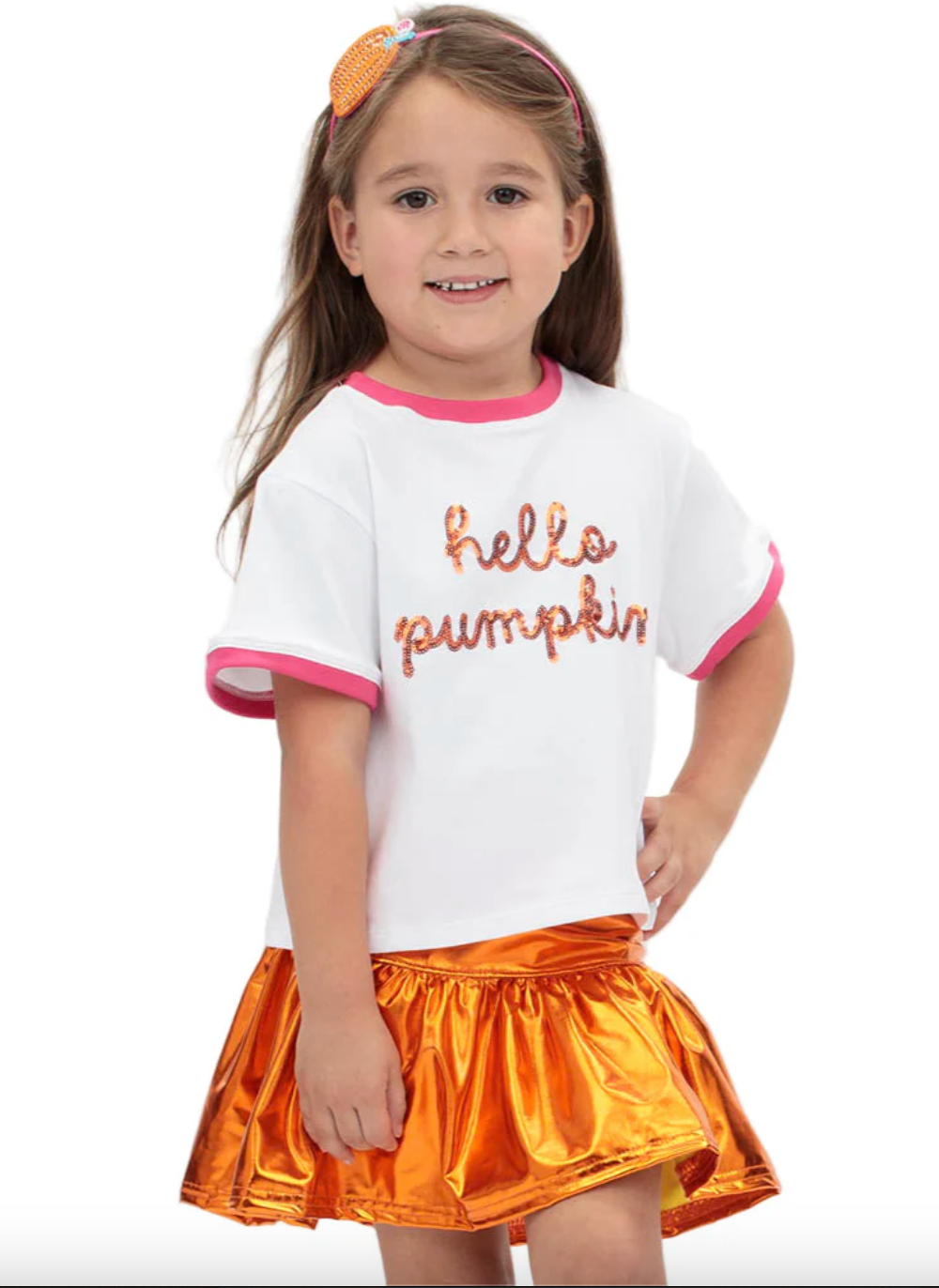 Gathered Skort, Orange Shimmer