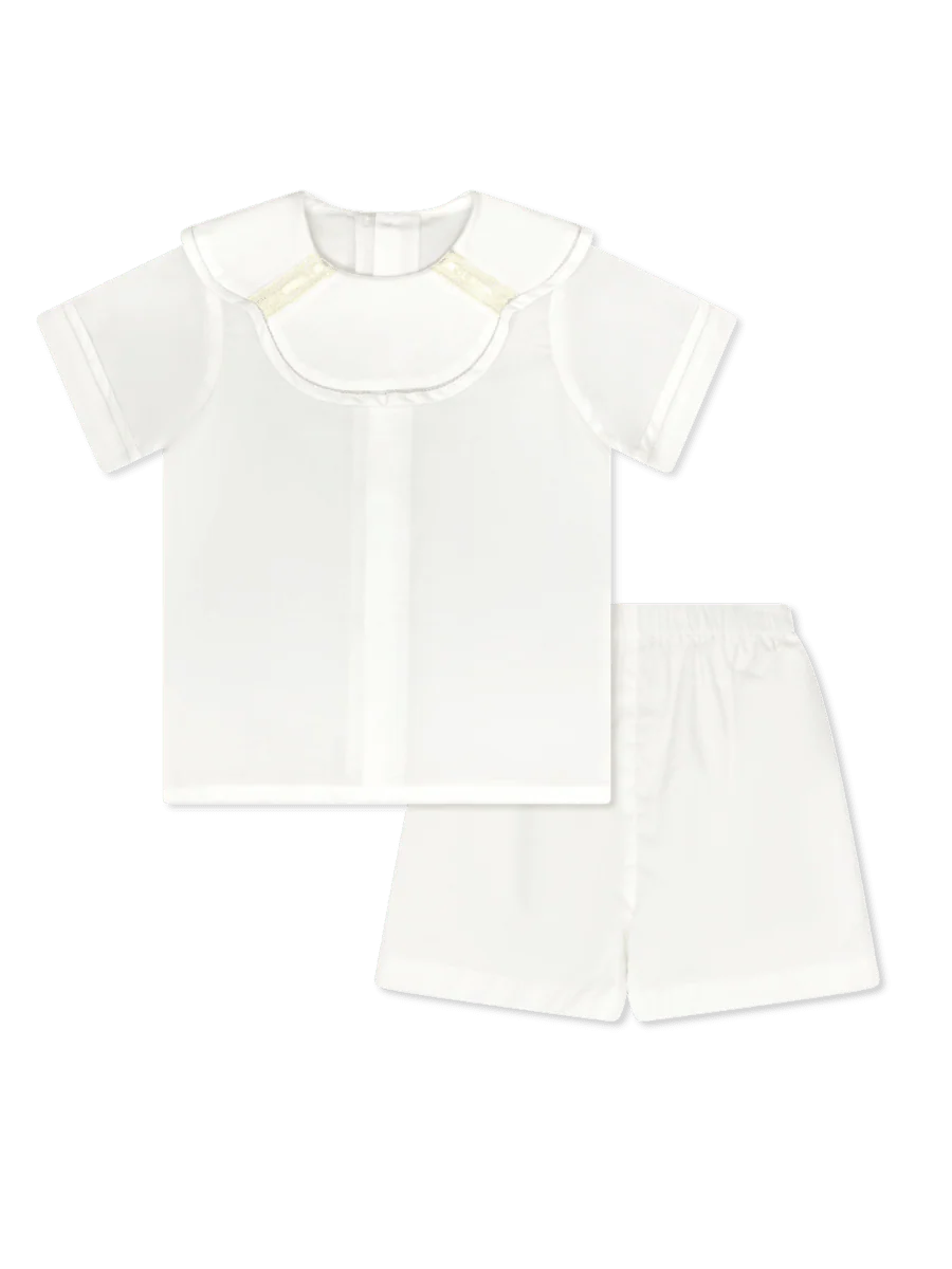 Owen Short Set, White/Ecru