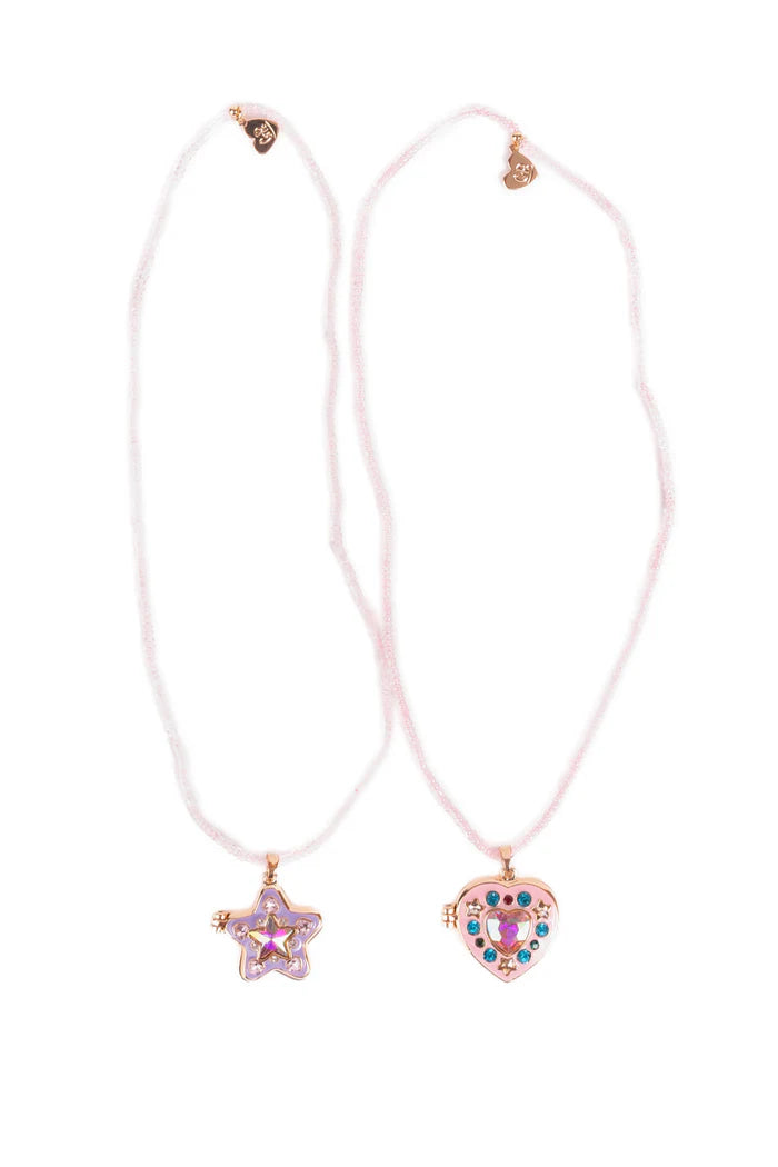 Hidden Gem Locket Necklace, 2pcs
