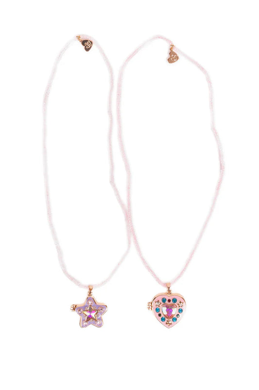 Hidden Gem Locket Necklace, 2pcs