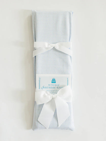 Tiny Blue Gingham Cake Knife for Birthday