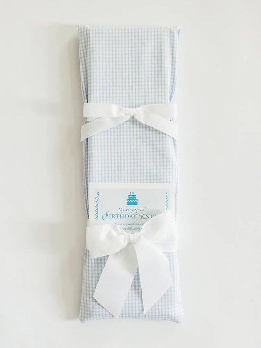 Tiny Blue Gingham Cake Knife for Birthday