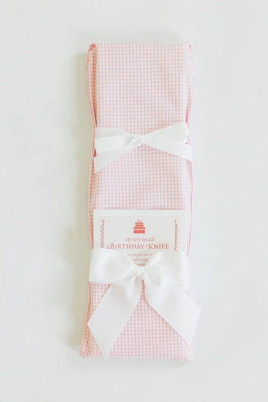 Tiny Pink Gingham Cake Knife for Birthday