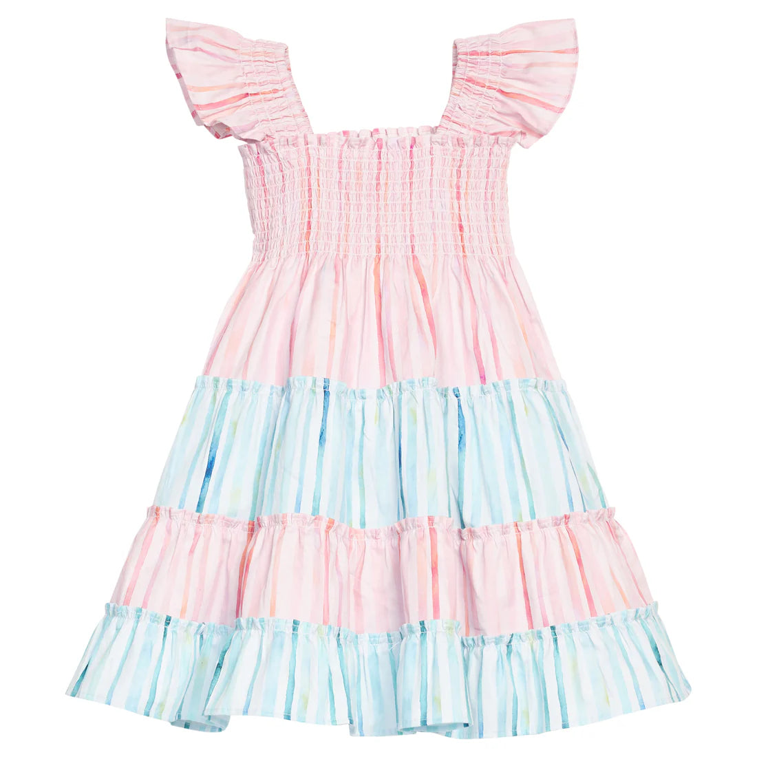 Twirl Dress, Watercolor Multi Stripe