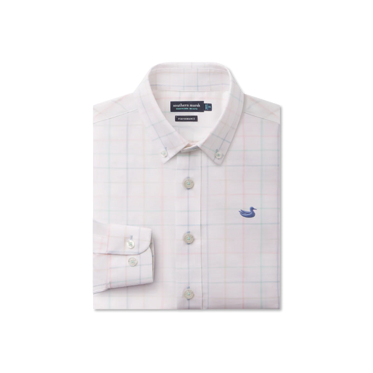 Youth Lockhart Windowpane Dress Shirt, Blue/Mint