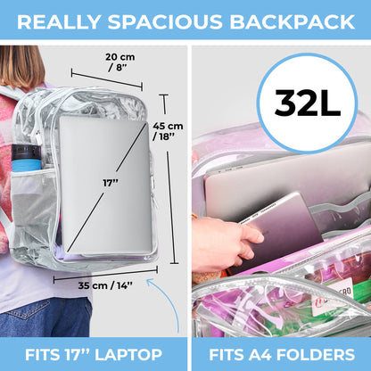 Clear Backpack For School XL | Top YKK® Zip | Gray Rhino