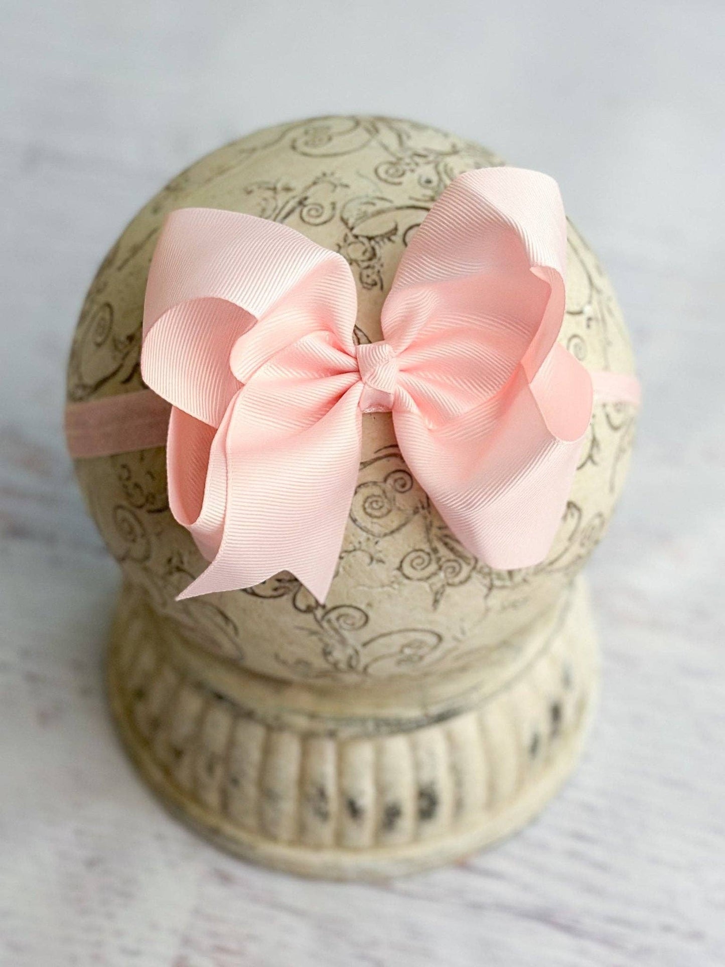 Classic Grosgrain Hair Bow - Satin Headband - 4.5" (Multiple Colors)