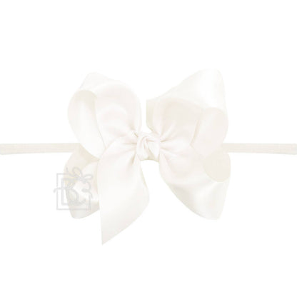 1/4" PANTYHOSE BABY HEADBAND W/SATIN BOW  (COLOR OPTIONS)