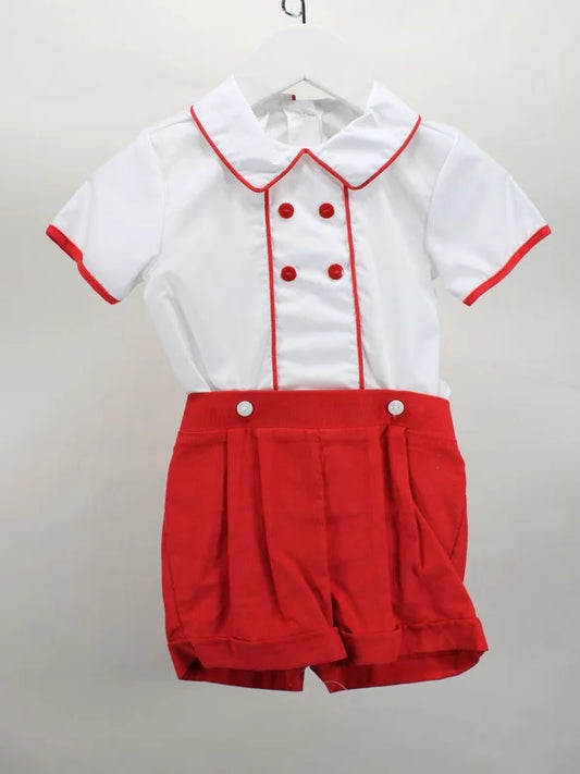 Alexander Christmas Dress Short Set, Red/White