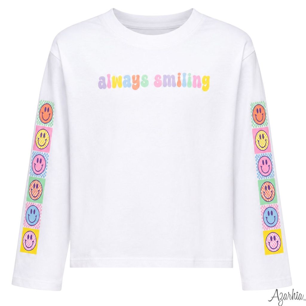 Always Smiling LS Boxy Tee, White