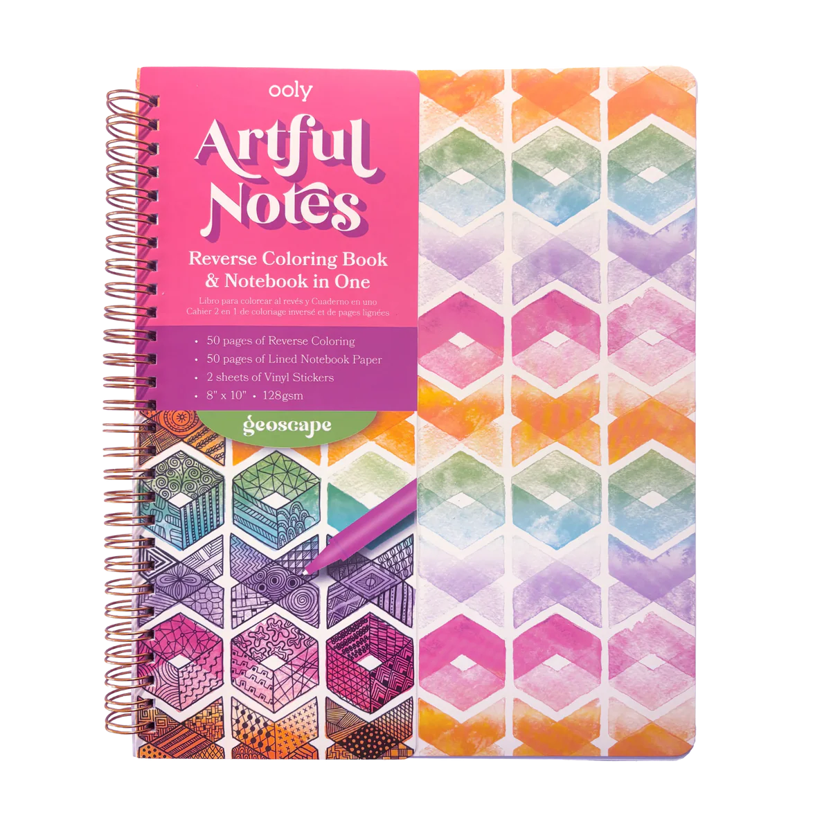 Artful Notes Notebook-Reverse Color, Take Notes Geoscape