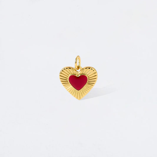 Burgundy Radial Heart Charm Pendant