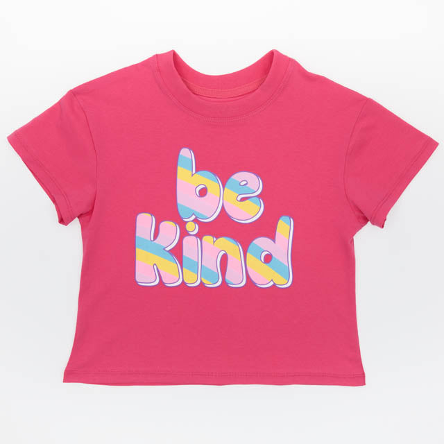 Be Kind Smiley on Hot Pink Boxy T