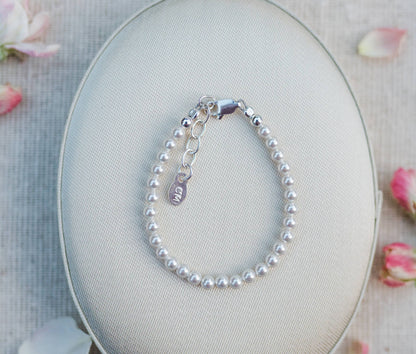Sterling Silver Baby's 1st Pearls Bracelet Keepsake Gift
