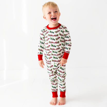 Santa's Tractor Long Pajams+