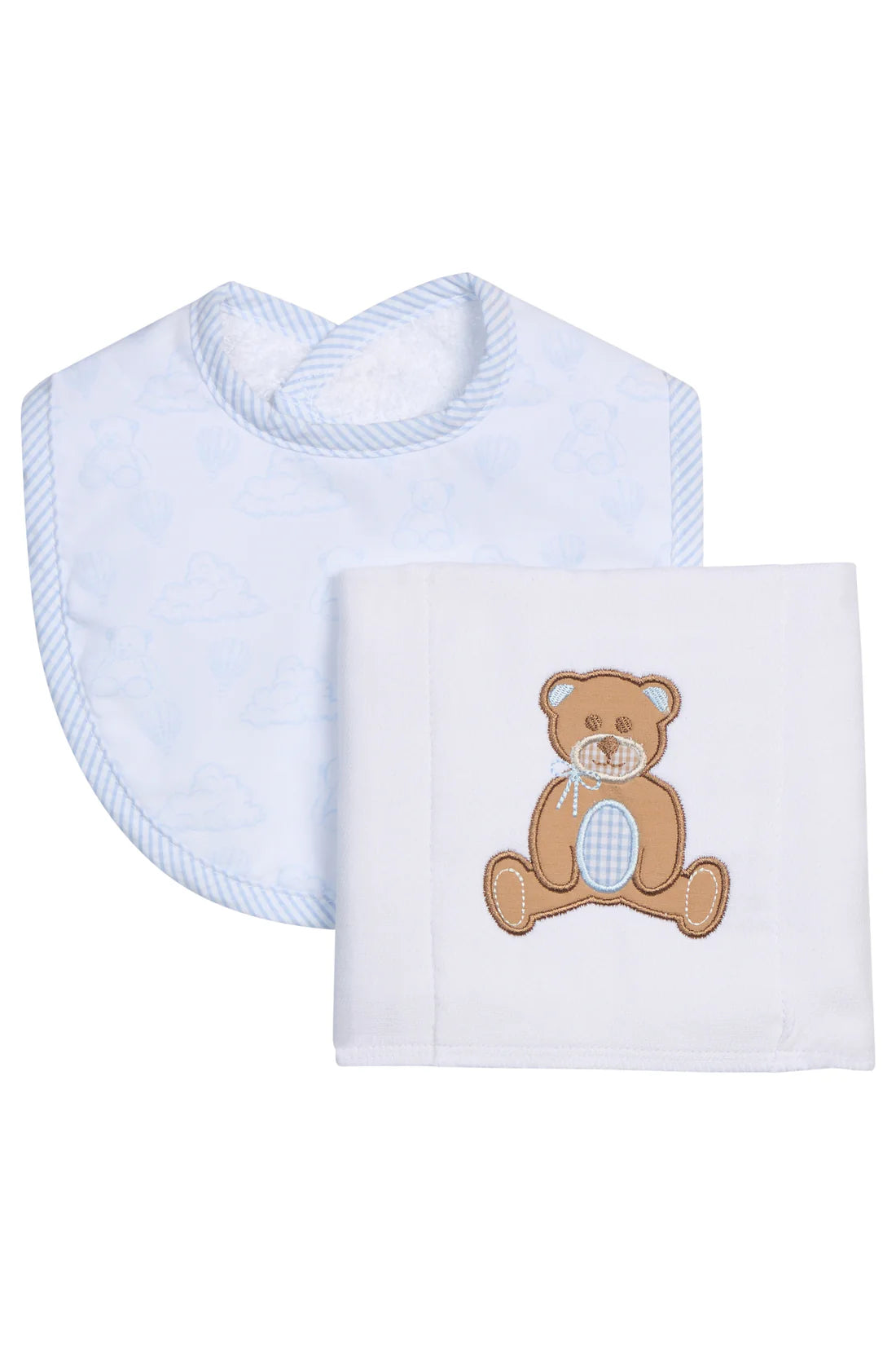 Teddy Bear Basic Bib & Burp Boxed Set, Blue