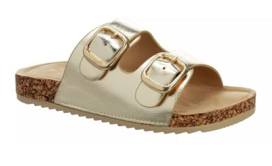 Belky Gold Double Buckle Sandal