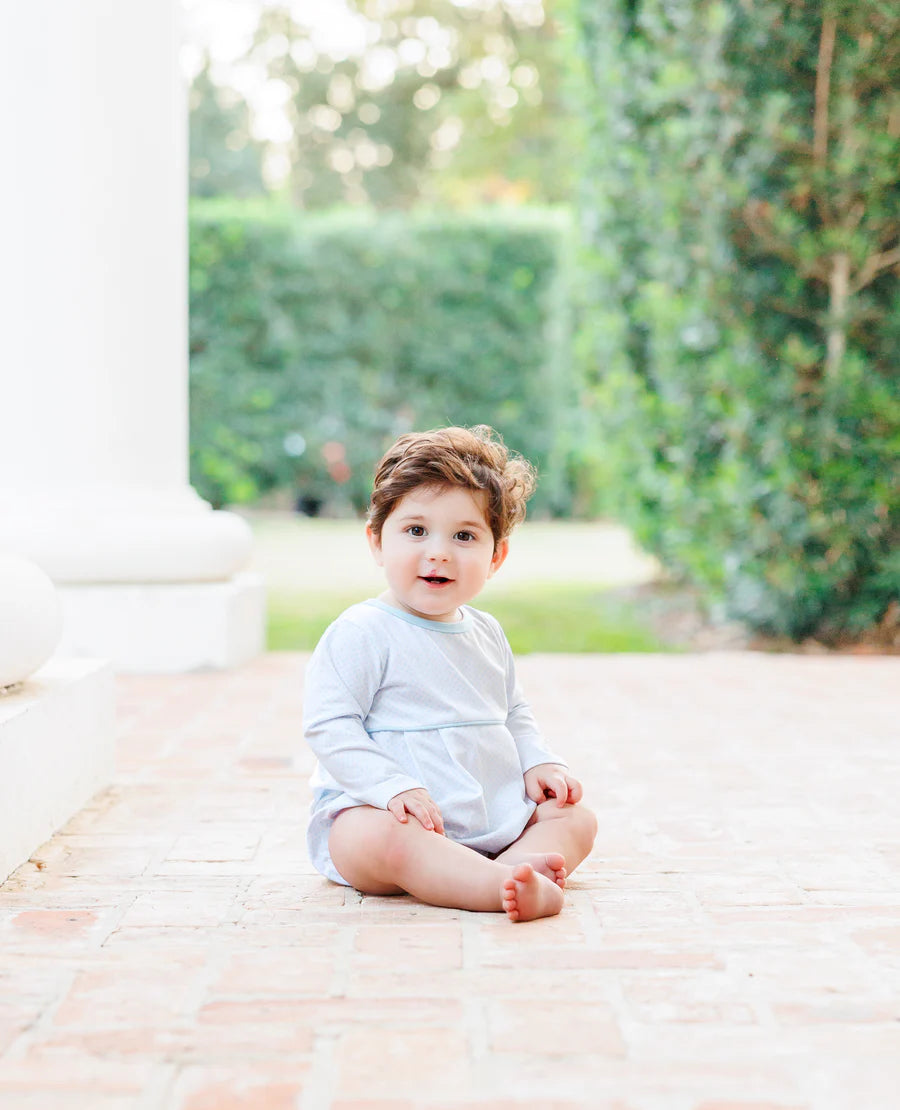 Bennett Boy Bubble, Light Blue Bitty Dot