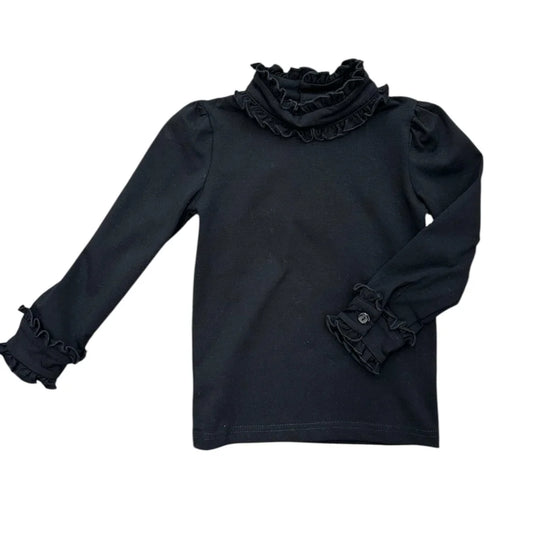 Mary Black LS Ruffle Collar Top