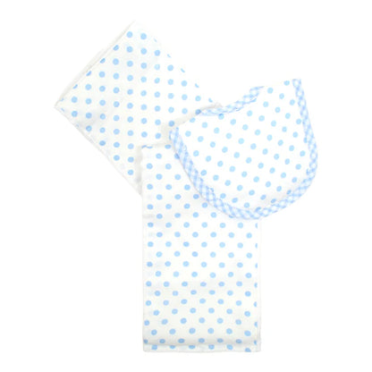 Blue Dot Drooler Bib & Burp Set