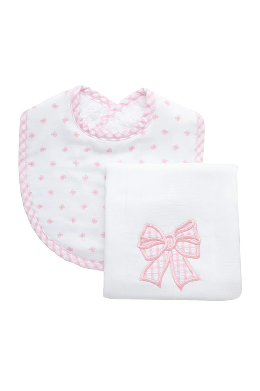 Bow Basic Bib & Burp Boxed Set, Pink