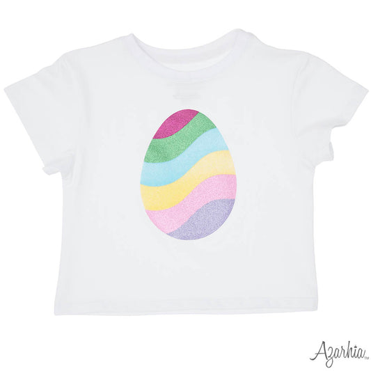 Glitter Easter Egg Boxy Tee, White