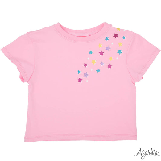 Glitter Falling Stars Pink Boxy Tee