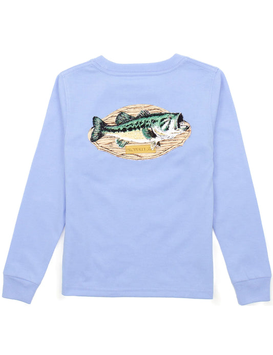 Boys Bass Mount LS Tee, Light Blue