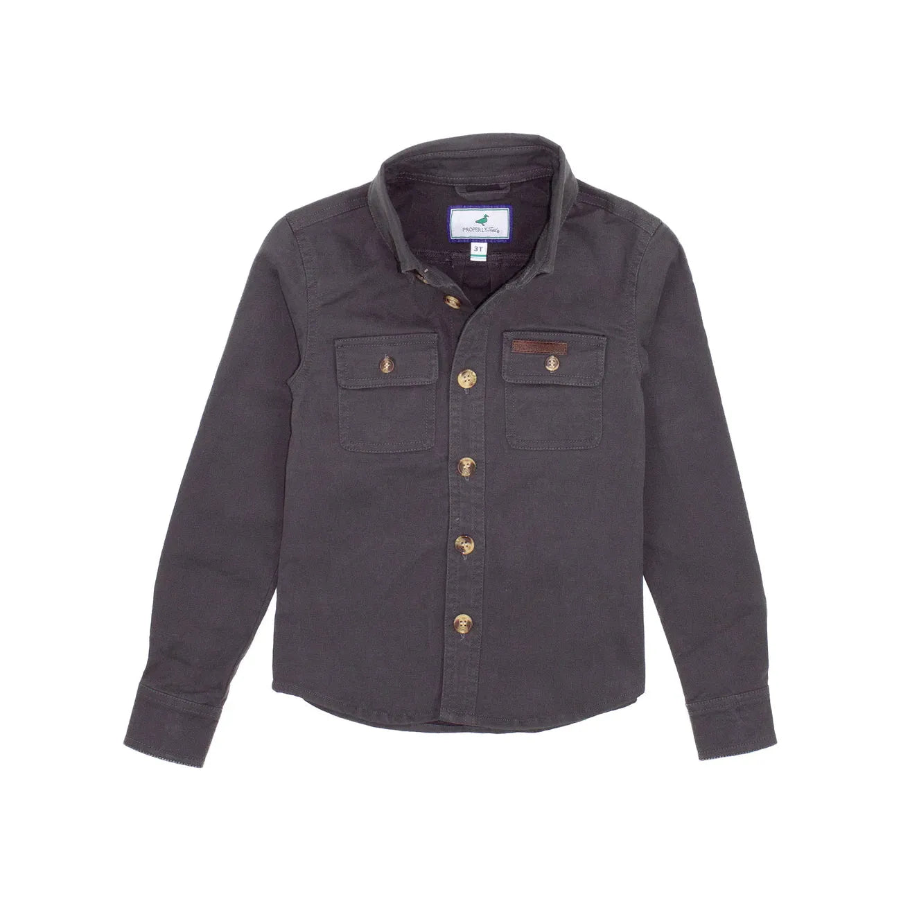 Boys Harvest Work Shirt, Charcoal