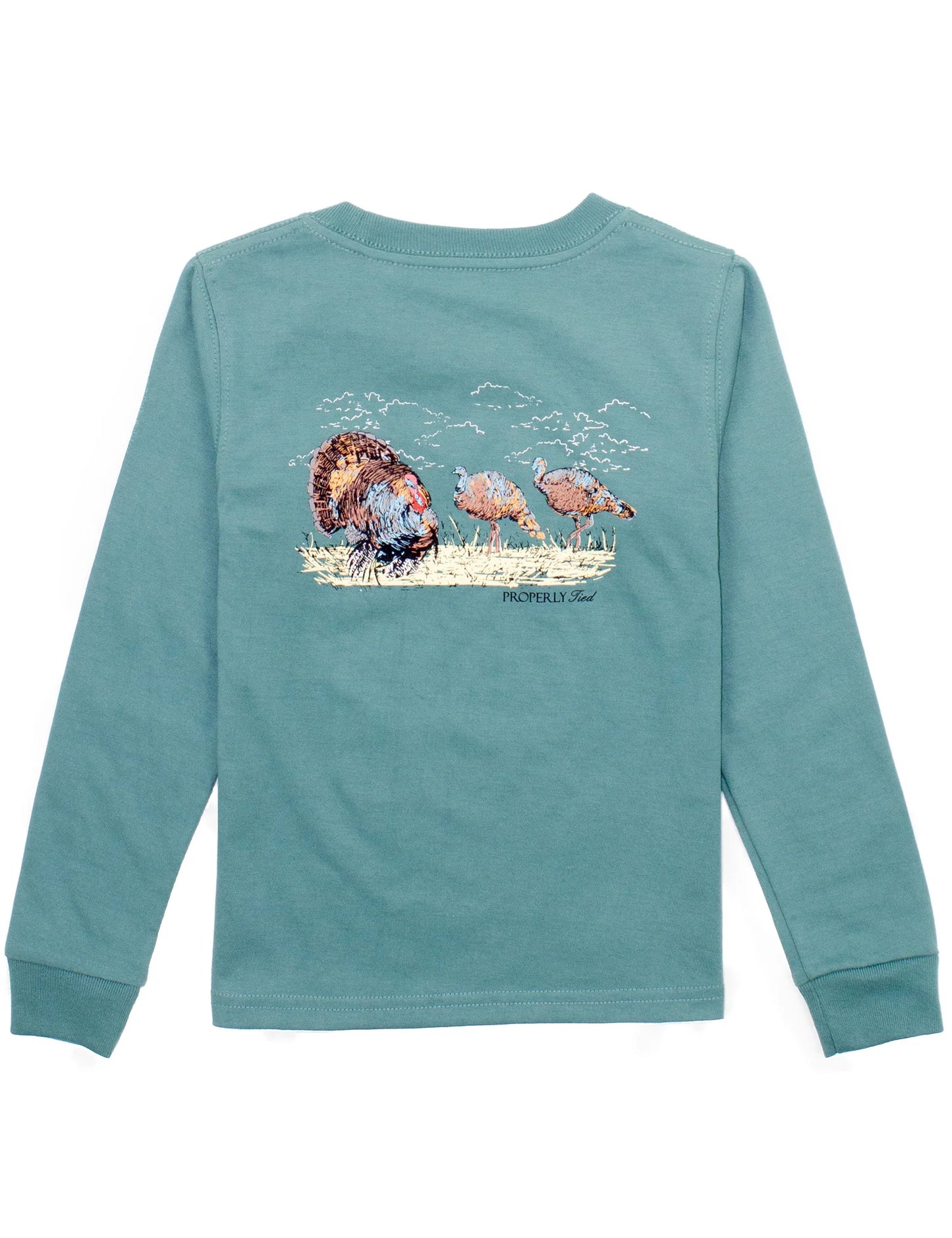 Boys Turkey Hunt LS Tee, Marine Green