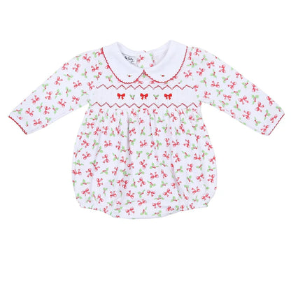 Chloe's Classics Smocked Collared Printed Bubble, Red