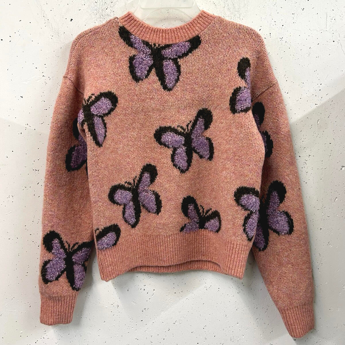 Butterfly Crewneck Sweater, Dusty Pink