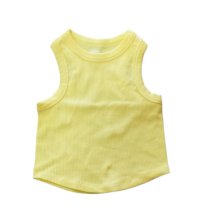 Butter Yellow Cropped Racerback Tank Top