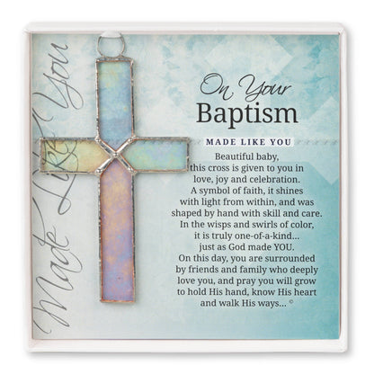 Handmade Clear Stained Glass Cross