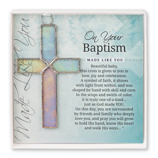 Handmade Clear Stained Glass Cross