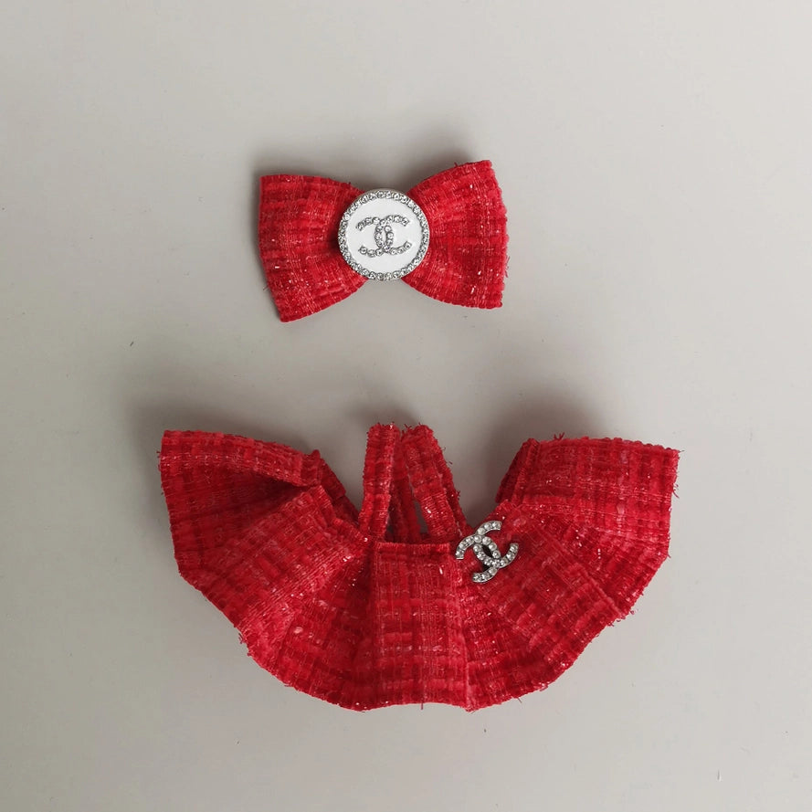 Doll designer dress & hairbow for Labubu