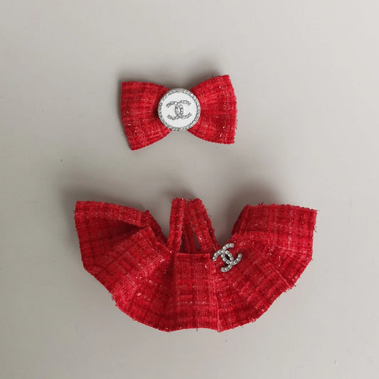 Doll designer dress & hairbow for Labubu