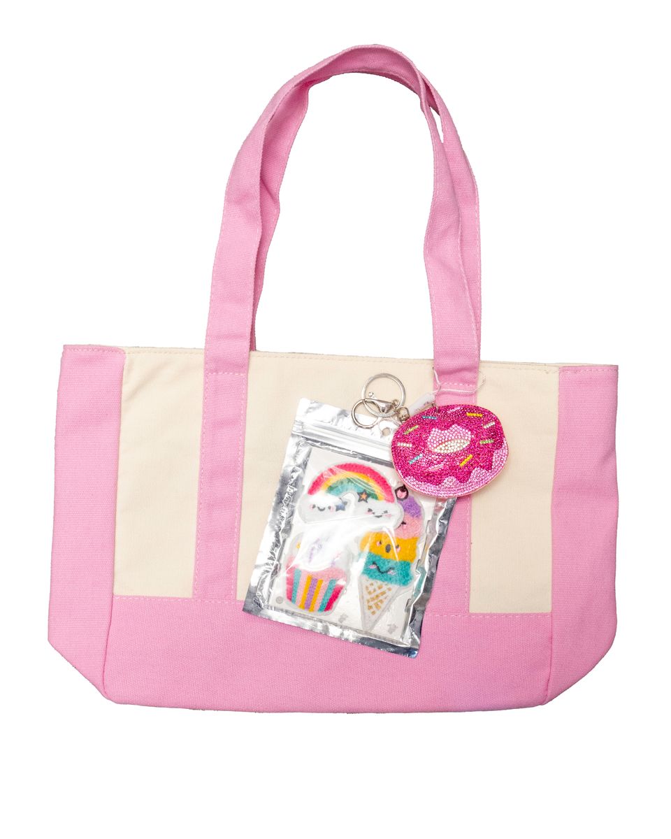 Canvas Tote Bag w/Charm and Patch Pack