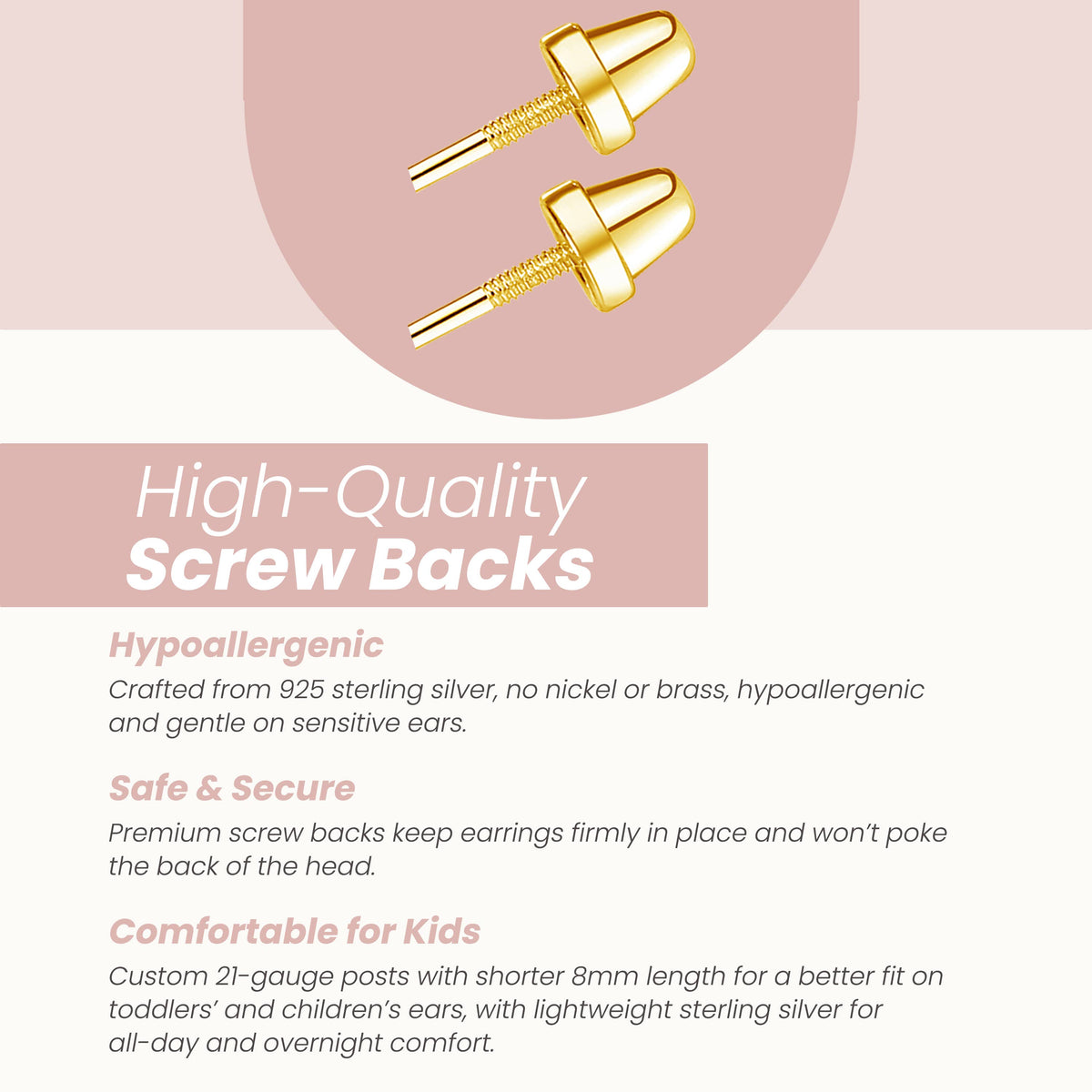 Girls 14K Gold-Plated Pearl Screw Back Earrings