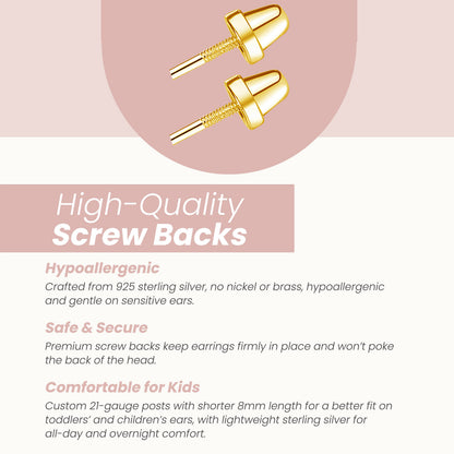 Girls 14K Gold-Plated Pearl Screw Back Earrings