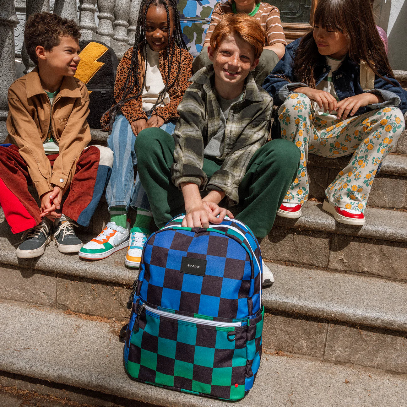 Kane Backpack, Blue Checkerboard