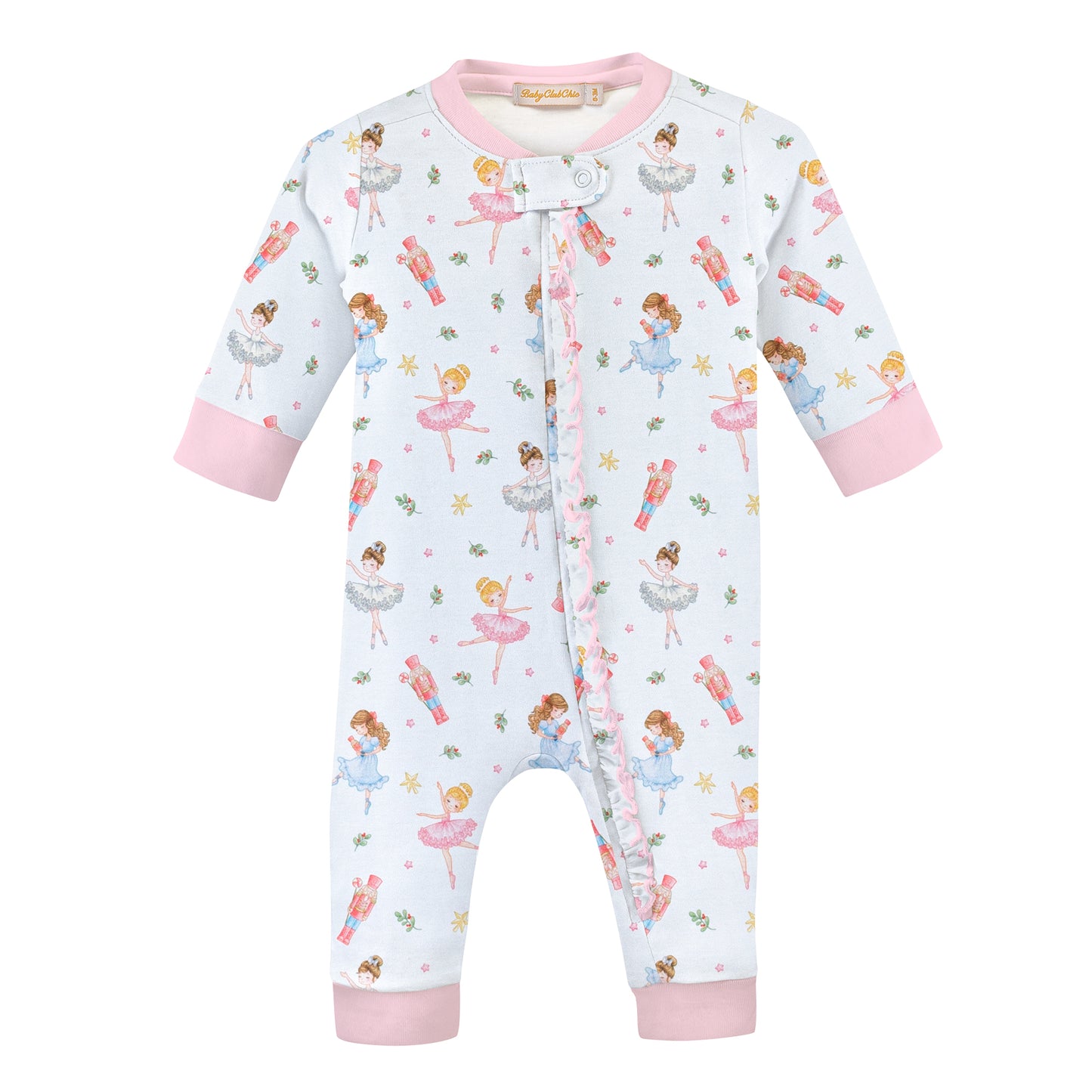Pink Nutcracker Printed Ruffled Coverall